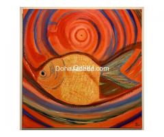 Oil Painting on Canvas frame - Rich colors -Goldfish
