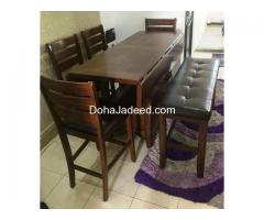 Dining table with 4 chairs and one bench