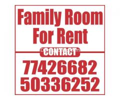 Family Room For Rent