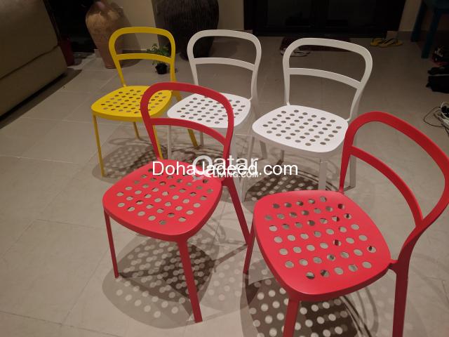 Ikea Reidar Metal Chairs- 2 Red, 2 Yellow &amp; 2 White 300 