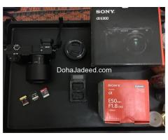 Sony a6300 mirrorless camera with kit lens and E50mm f1.8 lens + accessories.